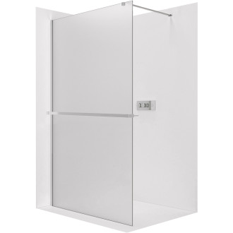 CERANO - Sprchová zástěna Walk-in Onyx Cube L/P - 8 mm + polička/držák na ručníky - hranatá vzpěra - chrom, mléčné sklo - 70x200 cm
