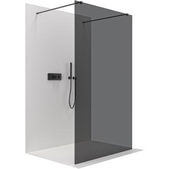 CERANO - Sprchová zástěna Walk-in Onyx Duo L/P - 10 mm - hranatá vzpěra - černá matná, grafitové sklo - 110x200 cm