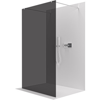 CERANO - Sprchová zástěna Walk-in Onyx Duo L/P - 10 mm - hranatá vzpěra - chrom, grafitové sklo - 140x200 cm