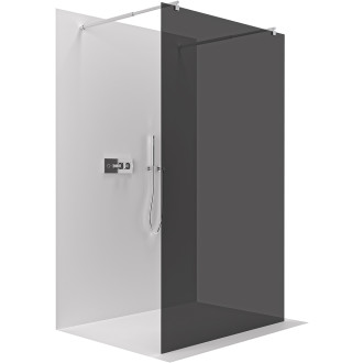 CERANO - Sprchová zástěna Walk-in Onyx Duo L/P - 10 mm - kulatá vzpěra - chrom, grafitové sklo - 130x200 cm