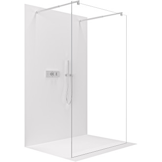 CERANO - Sprchová zástěna Walk-in Onyx Duo L/P - 10 mm - kulatá vzpěra - chrom, transparentní sklo - 90x200 cm