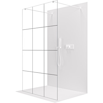 CERANO - Sprchová zástěna Walk-in Onyx Duo L/P - 8 mm - hranatá vzpěra  - bílá matná, industriální sklo - 100x200 cm