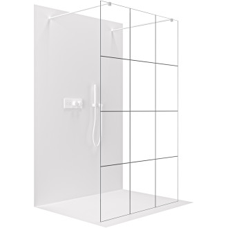 CERANO - Sprchová zástěna Walk-in Onyx Duo L/P - 8 mm - hranatá vzpěra  - bílá matná, industriální sklo - 120x200 cm