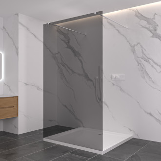 CERANO - Sprchová zástěna Walk-in Onyx Duo L/P - 8 mm - hranatá vzpěra - bílá matná, grafitové sklo - 120x200 cm