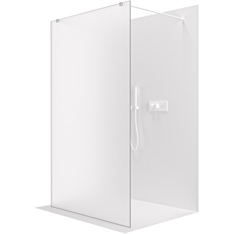 CERANO - Sprchová zástěna Walk-in Onyx Duo L/P - 8 mm - hranatá vzpěra - bílá matná, mléčné sklo - 160x200 cm