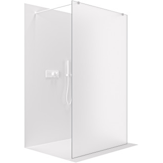 CERANO - Sprchová zástěna Walk-in Onyx Duo L/P - 8 mm - hranatá vzpěra - bílá matná, mléčné sklo - 60x200 cm