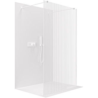 CERANO - Sprchová zástěna Walk-in Onyx Duo L/P - 8 mm - hranatá vzpěra - bílá matná, rýhované sklo - 160x200 cm