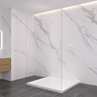 CERANO - Sprchová zástěna Walk-in Onyx Duo L/P - 8 mm - hranatá vzpěra - bílá matná, transparentní sklo - 130x200 cm