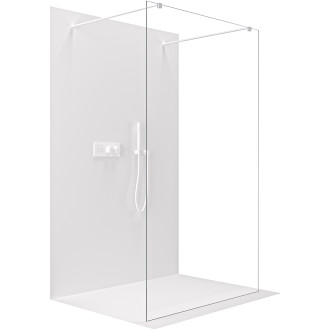 CERANO - Sprchová zástěna Walk-in Onyx Duo L/P - 8 mm - hranatá vzpěra - bílá matná, transparentní sklo - 50x200 cm