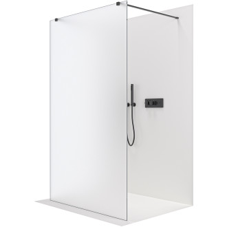 CERANO - Sprchová zástěna Walk-in Onyx Duo L/P - 8 mm - hranatá vzpěra - černá matná, mléčné sklo - 130x200 cm
