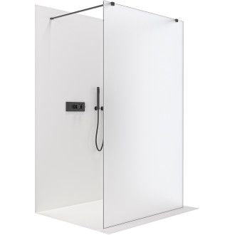 CERANO - Sprchová zástěna Walk-in Onyx Duo L/P - 8 mm - hranatá vzpěra - černá matná, mléčné sklo - 150x200 cm