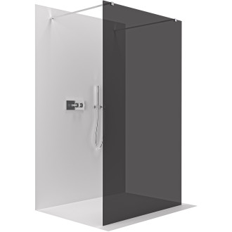 CERANO - Sprchová zástěna Walk-in Onyx Duo L/P - 8 mm - hranatá vzpěra - chrom, grafitové sklo - 150x200 cm