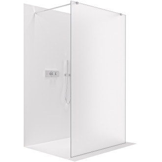 CERANO - Sprchová zástěna Walk-in Onyx Duo L/P - 8 mm - hranatá vzpěra - chrom, mléčné sklo - 160x200 cm