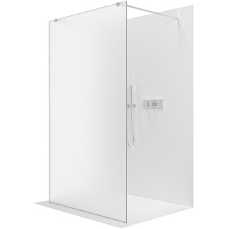 CERANO - Sprchová zástěna Walk-in Onyx Duo L/P - 8 mm - hranatá vzpěra - chrom, mléčné sklo - 160x200 cm