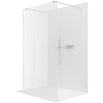 CERANO - Sprchová zástěna Walk-in Onyx Duo L/P - 8 mm - hranatá vzpěra - chrom, rýhované sklo - 100x200 cm