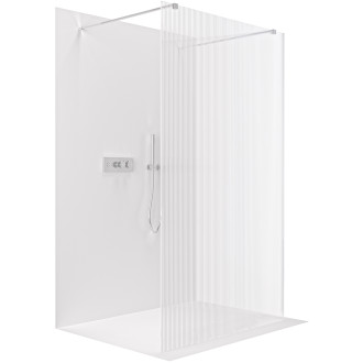 CERANO - Sprchová zástěna Walk-in Onyx Duo L/P - 8 mm - hranatá vzpěra - chrom, rýhované sklo - 160x200 cm