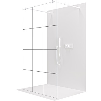 CERANO - Sprchová zástěna Walk-in Onyx Duo L/P - 8 mm - kulatá vzpěra  -  bílá matná, industriální sklo - 90x200 cm
