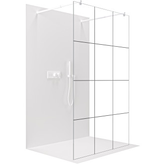 CERANO - Sprchová zástěna Walk-in Onyx Duo L/P - 8 mm - kulatá vzpěra  - bílá matná, industriální sklo - 120x200 cm