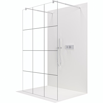 CERANO - Sprchová zástěna Walk-in Onyx Duo L/P - 8 mm - kulatá vzpěra  - chrom, industriální sklo - 130x200 cm
