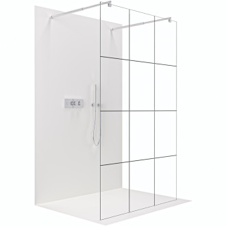 CERANO - Sprchová zástěna Walk-in Onyx Duo L/P - 8 mm - kulatá vzpěra  - chrom, industriální sklo - 140x200 cm