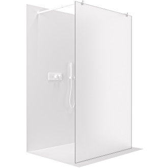 CERANO - Sprchová zástěna Walk-in Onyx Duo L/P - 8 mm - kulatá vzpěra - bílá matná, mléčné sklo - 150x200 cm