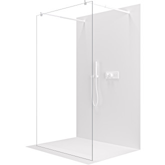 CERANO - Sprchová zástěna Walk-in Onyx Duo L/P - 8 mm - kulatá vzpěra - bílá matná, transparentní sklo - 110x200 cm