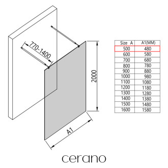 CERANO - Sprchová zástěna Walk-in Onyx Duo L/P - 8 mm - kulatá vzpěra - černá matná, grafitové sklo - 50x200 cm