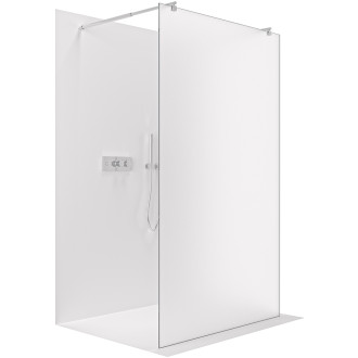CERANO - Sprchová zástěna Walk-in Onyx Duo L/P - 8 mm - kulatá vzpěra - chrom, mléčné sklo - 50x200 cm