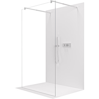 CERANO - Sprchová zástěna Walk-in Onyx Duo L/P - 8 mm - kulatá vzpěra - chrom, transparentní sklo - 90x200 cm
