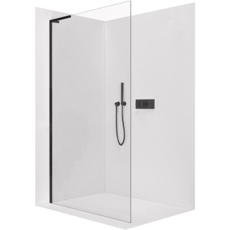 CERANO - Sprchová zástěna Walk-in Onyx L-levá vzpěra - 10 mm - černá matná, transparentní sklo - 130x200 cm