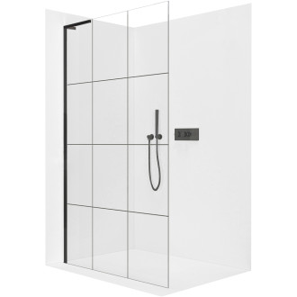 CERANO - Sprchová zástěna Walk-in Onyx L-levá vzpěra - 8 mm  - černá matná, industriální sklo - 150x200 cm