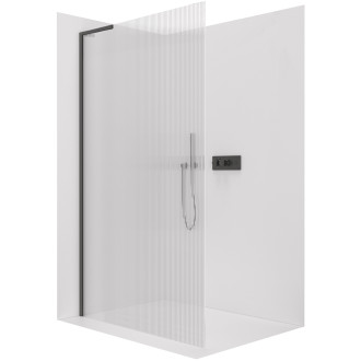 CERANO - Sprchová zástěna Walk-in Onyx L-levá vzpěra - 8 mm - černá matná, rýhované sklo - 80x200 cm