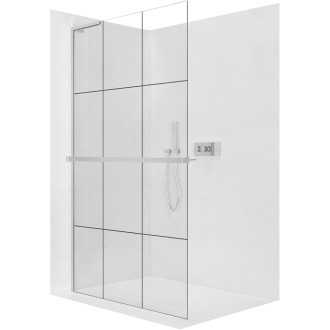 CERANO - Sprchová zástěna Walk-in Onyx L-levá vzpěra - 8 mm + polička/držák na ručníky  - chrom, industriální sklo - 120x200 cm