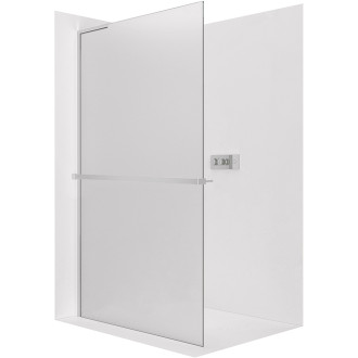 CERANO - Sprchová zástěna Walk-in Onyx L-levá vzpěra - 8 mm + polička/držák na ručníky - chrom, mléčné sklo- 60x200 cm