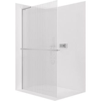 CERANO - Sprchová zástěna Walk-in Onyx L-levá vzpěra - 8 mm + polička/držák na ručníky - chrom, rýhované sklo - 160x200 cm