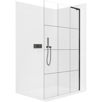 CERANO - Sprchová zástěna Walk-in Onyx L-pravá vzpěra - 8 mm  - černá matná, industriální sklo - 100x200 cm
