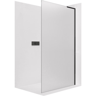 CERANO - Sprchová zástěna Walk-in Onyx L-pravá vzpěra - 8 mm - černá matná, mléčné sklo - 30x200 cm