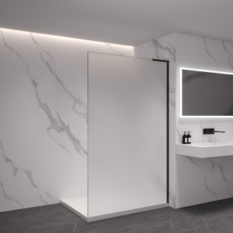 CERANO - Sprchová zástěna Walk-in Onyx L-pravá vzpěra - 8 mm - černá matná, mléčné sklo - 90x200 cm