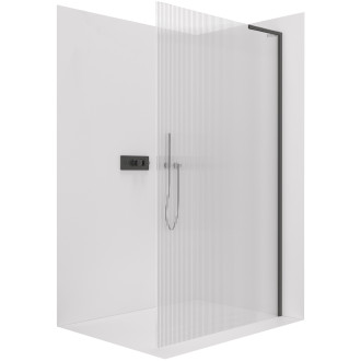 CERANO - Sprchová zástěna Walk-in Onyx L-pravá vzpěra - 8 mm - černá matná, rýhované sklo - 100x200 cm