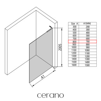 CERANO - Sprchová zástěna Walk-in Onyx L-pravá vzpěra - 8 mm - černá matná, rýhované sklo - 80x200 cm