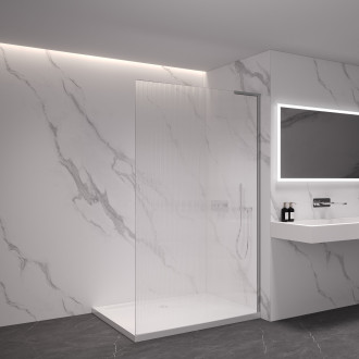 CERANO - Sprchová zástěna Walk-in Onyx L-pravá vzpěra - 8 mm - chrom, rýhované sklo - 80x200 cm