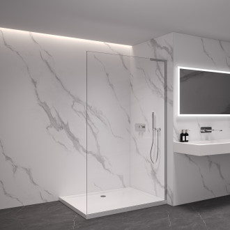 CERANO - Sprchová zástěna Walk-in Onyx L-pravá vzpěra - 8 mm - chrom, transparentní sklo - 40x200 cm