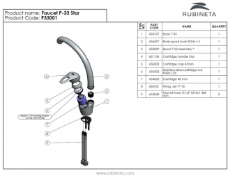 baterie Prince P-33 Star dřezová stojánková OLBAP33M