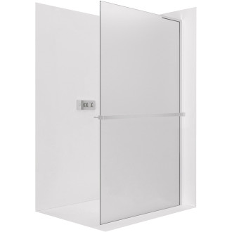 CERANO - Sprchová zástěna Walk-in Onyx L-pravá vzpěra - 8 mm + polička/držák na ručníky - chrom, mléčné sklo - 80x200 cm