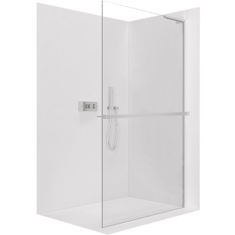 CERANO - Sprchová zástěna Walk-in Onyx L-pravá vzpěra - 8 mm + polička/držák na ručníky - chrom, transparentní sklo - 160x200 cm