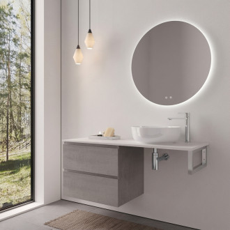 CERANO - Koupelnová skříňka Carole - betonově šedá + deska z lit. mramoru Elanys - 12 mm + konzole chrom - 120x49,2x46 cm