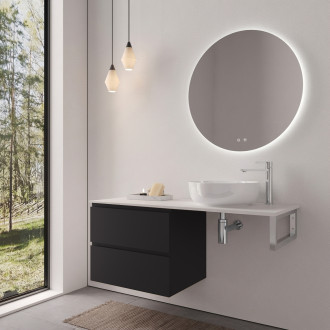 CERANO - Koupelnová skříňka Carole - černá matná + deska z lit. mramoru Elanys - 12 mm + konzole chrom - 160x49,2x46 cm