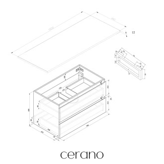 CERANO - Koupelnová skříňka Carole - černá matná + deska z lit. mramoru Elanys - 12 mm + konzole chrom - 160x49,2x46 cm