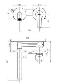 Podomítková umyvadlová baterie TORINO-1F set Černá