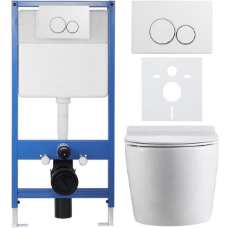CERANO - Kompletní WC set Profi/Felci - bílá lesklá - WC tlačítko Duo/Bílá - předstěnová instalace - 52,5x36 cm